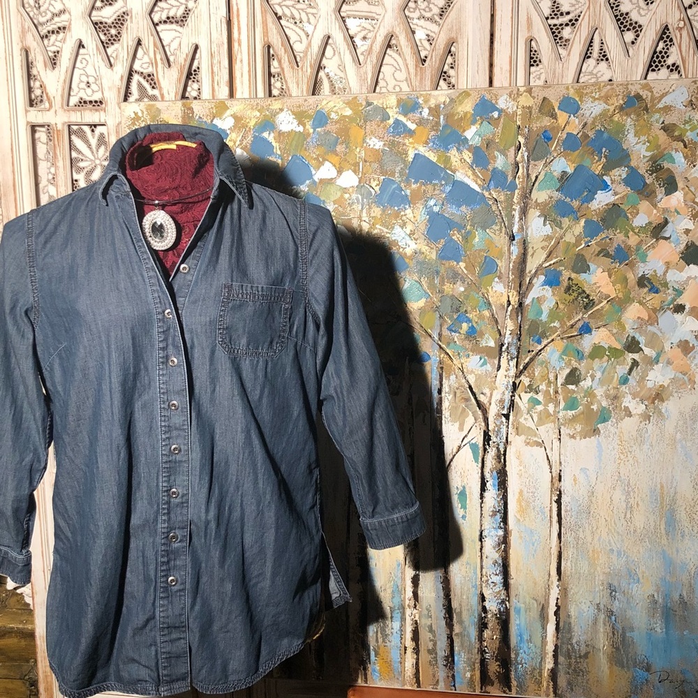 Coldwater Creek Denim Button Down Shirt